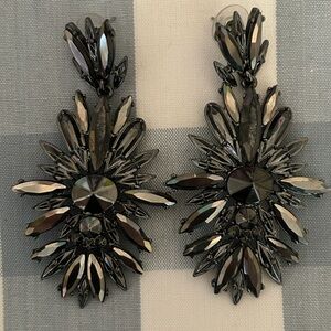 Bold gunmetal pierced statement earrings